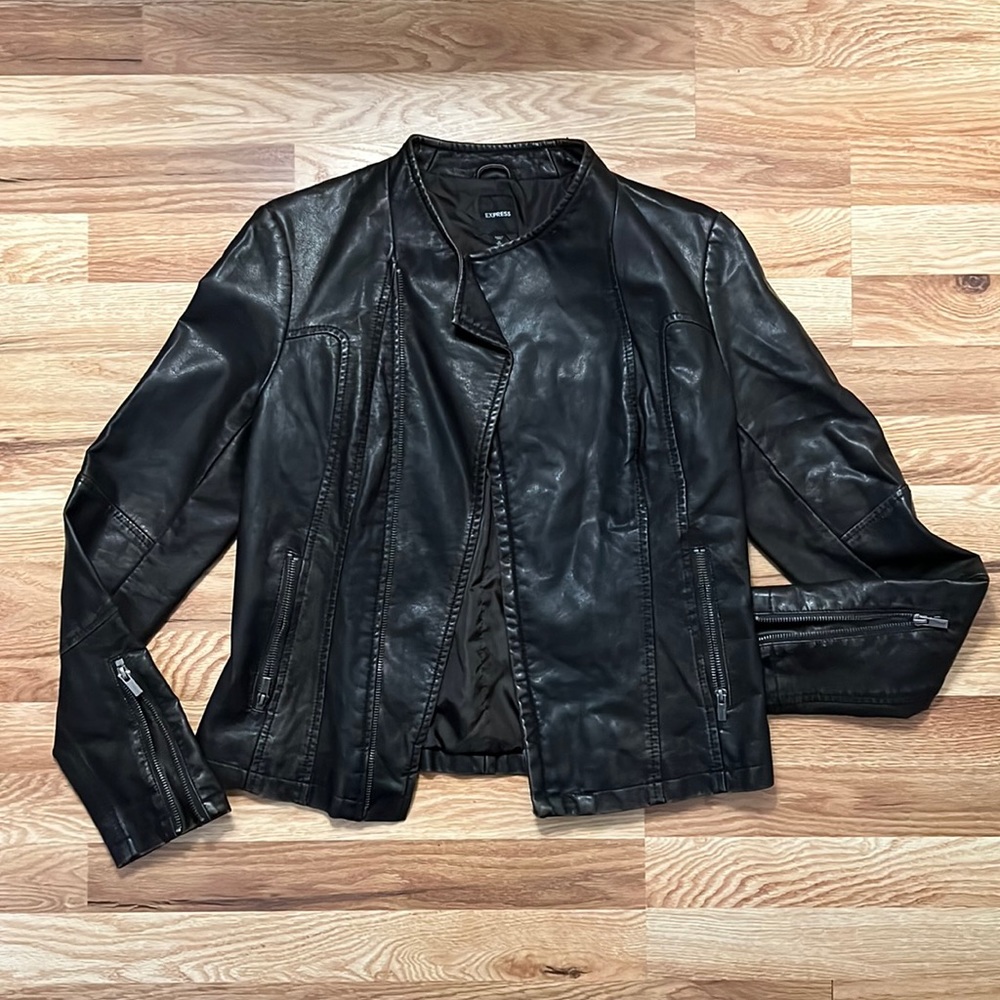 Dark Brown/Black Womens Leather Jacket | Great Condition, Medium, EXPRESS
